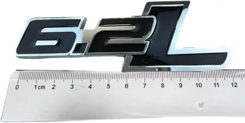 Vista 5 de 2 emblemas de 6.2L con logotipo 3D para el capó, compatible con Silverado 1500 2500HD (negro brillante)