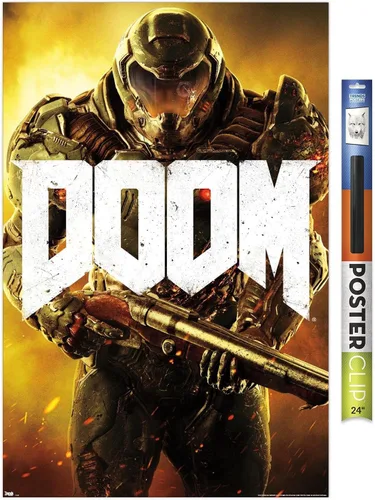Vista 10 de Doom - Póster de pared marino, 22.4 pulgadas de largo x 14.7 pulgadas, versión enmarcada en madera de granero