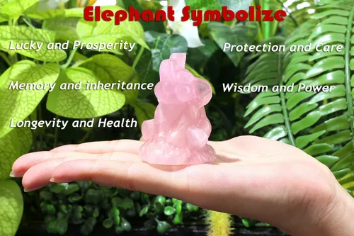 Vista 2 de ZHIYUXI Figura de elefante de cristal rosa de 2.2 pulgadas, decoración de estatua de elefante de cristal para estante de oficina en casa, regalos