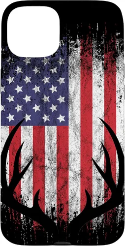 Vista 9 de Deer Hunting American Flag Whitetail Buck Antlers Case for iPhone 17
