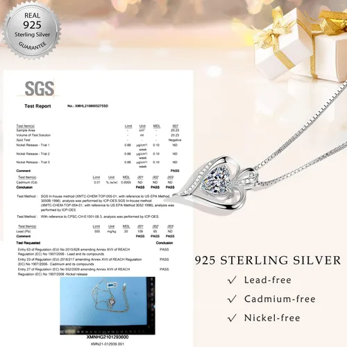Vista 5 de LAVUMO Heart Necklaces for Women 925 Sterling Silver Pendant Jewelry Necklace Silver Rose Gold Love Birthstone Necklace for Her Girlfriend Wife