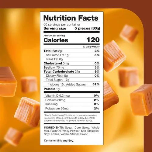 Vista 2 de Caramelos cremosos envueltos individualmente, paquete de 4 libras Caramelo masticable con sabor a vainilla para oficina