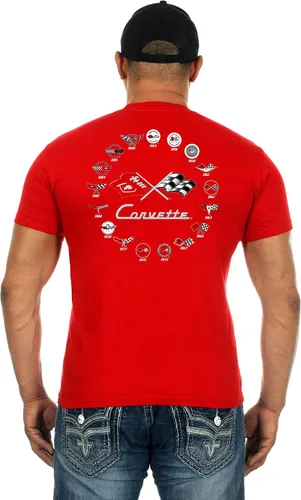 Vista 3 de JH Design - Camisetas de manga corta para hombre Chevy Corvette con cuello redondo