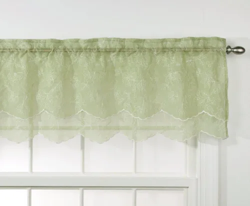 Vista 15 de Renaissance Home Fashion Stylemaster Reese - Cenefa festoneada transparente bordada en capas, 55 x 17 pulgadas, color moca