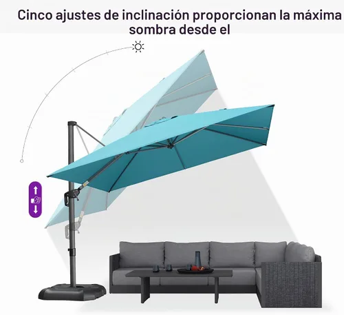 Vista 615 de PURPLE LEAF Paraguas al aire libre con base 8' x 8' protección solar verde Manzana Verde (Apple Green)