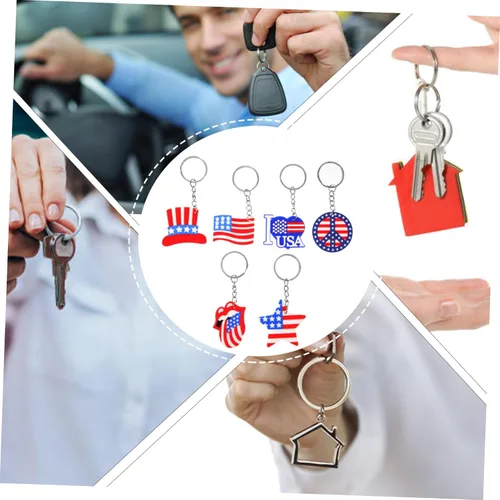 Vista 5 de CORHAD Bandera de Estados Unidos, 12 piezas, llavero para bolso, cartera, llavero, cartera, llavero, bolso, recuerdos, bandera de gel de sílice