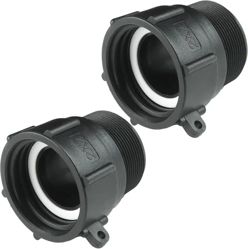 Vista 8 de IBC - Adaptador de accesorios de bolsa de 2 pulgadas, rosca gruesa de contrafuerte hembra x 2 pulgadas, rosca macho NPT para tubería, conector