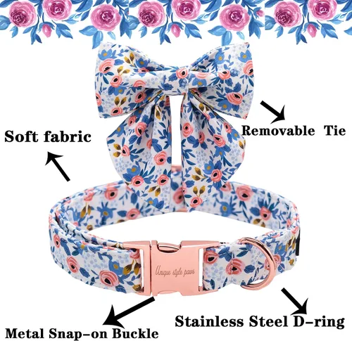 Vista 32 de Unique style paws - Collar para perros con corbatín, collar ajustable para perros y gatos, pequeño, mediano y grande
