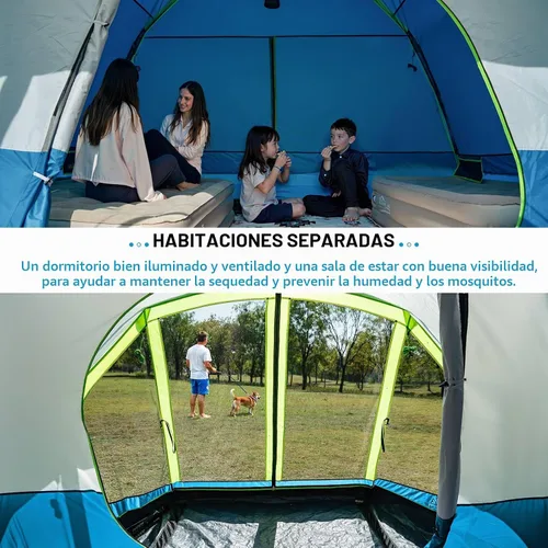 Vista 6 de JELUCAMP Tienda de campaña familiar grande impermeable para 6/8 personas para camping, tienda de campaña con porche con mosquitero, relajación sin