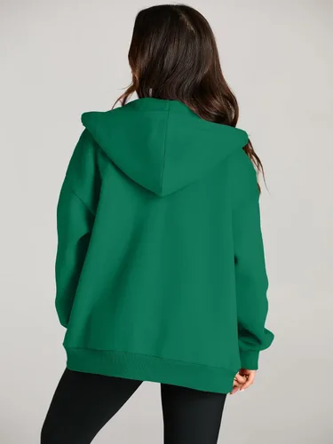 Vista 5 de EFAN Sudaderas con capucha lindas para mujer con cordón y cremallera, chaqueta de otoño de gran tamaño, sudaderas casuales con bolsillo