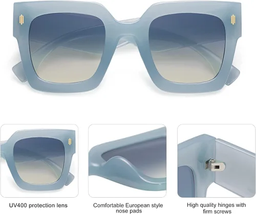 Vista 54 de SOJOS Gafas de sol cuadradas vintage de gran tamaño para mujer, estilo retro, de lujo, grandes, UV400 SJ2194