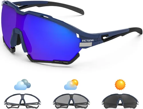 Vista 8 de VICTGOAL Cycling Glasses for Men Women with Polarized and Photochromic 2 Lenses Clear Road Bike Running Sports Sunglasses