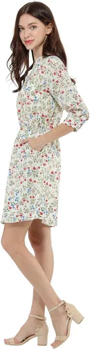 Vista 4 de Allegra K Vestido de camisa vintage con cuello en V y mangas 34 para mujer