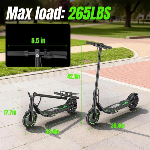 Vista 7 de Electric Scooter,350/500W Powerful Motor,15-28 Miles Long Range,Dual Braking System,19/22 Mph Speed,8.5/10" Foldable E Scooter with Solid Tires