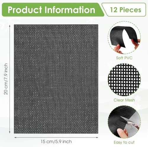 Vista 2 de Crowye 12 piezas de malla de ojos para máscara Therian de 7.9 x 5.9 pulgadas, kit de máscara de bricolaje, color negro