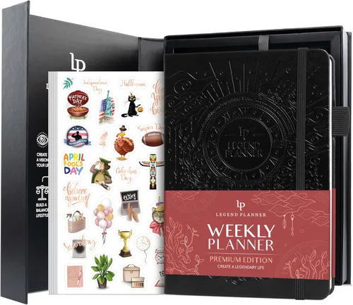 Vista 16 de Legend Planificador Semanal Premium – Planificador Semanal, Mensual y de Presupuesto Sin Fecha – Organizador de Vida para Gestión del Tiempo y Negro