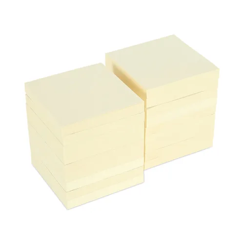 Vista 3 de Universal Office Products 28068 - Notas adhesivas recicladas, 3 x 3, amarillo; 100 hojas, 18 unidades (UNV28068)