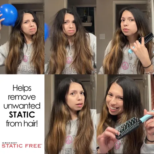 Vista 5 de Cricket Static Free Fast Flo Color Vent Hair Brush - Secado rápido y con secador, desenredante y peinado sin encrespamiento - Cerdas antiestáticas