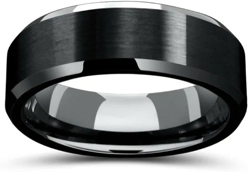 Vista 3 de Milo Bruno - Anillo de tungsteno con borde biselado de 0.315in (varios colores)