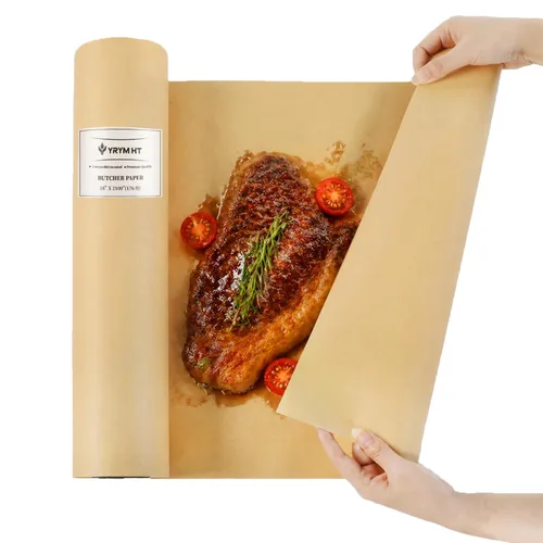 Vista 3 de YRYM HT Rollo de papel de carnicero marrón para ahumador, papel de regalo