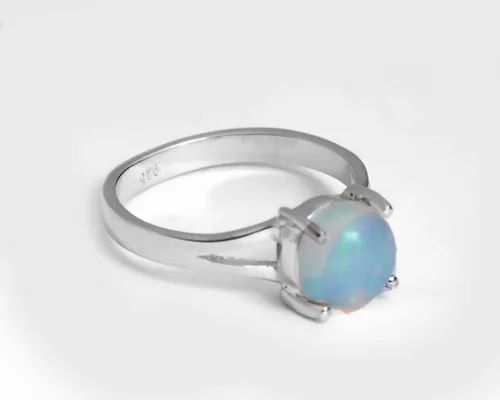 Vista 5 de Anillo de mujer de ópalo etíope de fuego natural de 1.40 quilates en plata de ley 925, Plata de ley Piedra preciosa ópalo etíope Plata de ley, Ópalo