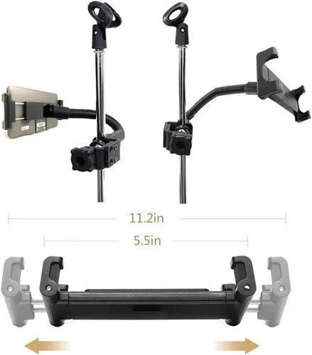 Vista 6 de Soporte de abrazadera TAI-G de metal resistente compatible con tabletas Galaxy Tab Pad Air Mini Pro Tablet para UBER EATS DOORDASH GRUBHUB mesa