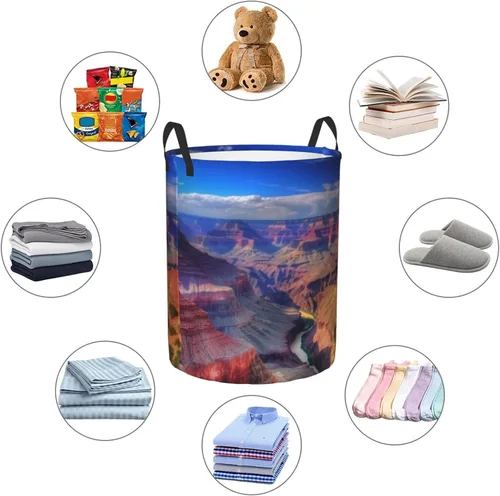 Vista 6 de Beauty Grand Canyon print Circular Hamper Waterproof Storage Bin Organizer Basket Laundry Hamper With Handles For Clothes Toys Small