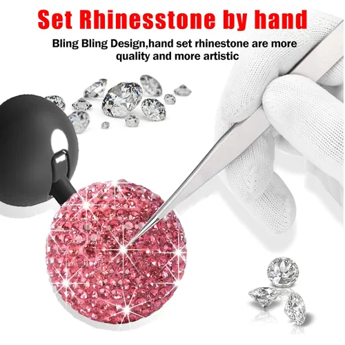 Vista 2 de Cubierta de Botón de Arranque de Coche con Diamantes Bling - Accesorios Lindos para Interior de Mujeres, Decoración de Botón de Arranque del Motor