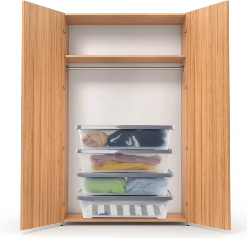 Vista 5 de 4 paquetes de cajas de almacenamiento debajo de la cama de 40 cuartos de galón, de plástico transparente debajo de la cama Plastic Underbed