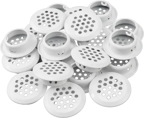Vista 11 de Semetall Air Vents - Paquete de 20 rejillas de ventilación circulares de acero inoxidable de 0.748 in (0.75 pulgadas) para cocina, baño, gabinete