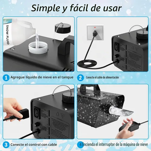Vista 3 de Wisdomlit - Máquina de nieve de 650 W, fabricante de nieve falsa duradera Negro
