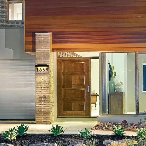 Vista 5 de Números de casa, placas de dirección, 3 colores de iluminación y panel solar ajustable, número de casa personalizado para exteriores, letrero