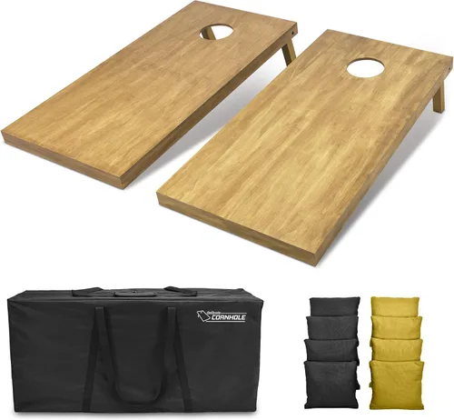 Vista 40 de GoSports 4 ft x 2 ft Regulation Size Wooden Cornhole Boards Set with Light Brown Finish - Includes Carrying Case and Bean Bags Negro- gris