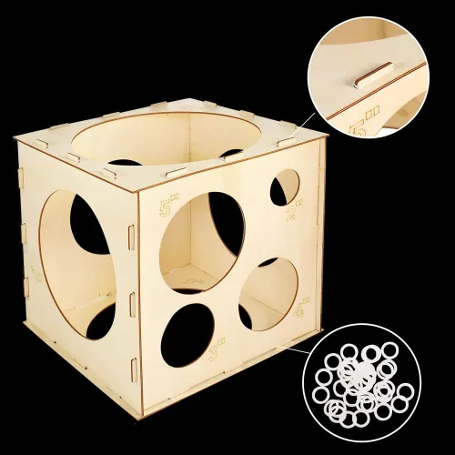 Vista 5 de Auihiay Cubo de madera plegable de 2 a 10 pulgadas (9 agujeros) Herramienta de medición de tamaño de globo para decoraciones de globos, arcos