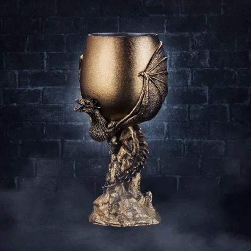Vista 8 de Royal Selangor Colección Juego de Tronos acabado a mano de peltre edición limitada Gilt Drogon Goblet Gift
