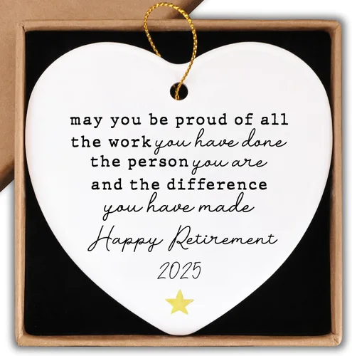 Vista 7 de Regalo de jubilación para mujer, adorno de recuerdo, placa de corazón, regalos de agradecimiento, feliz jubilación para mujeres, hombres, despedida