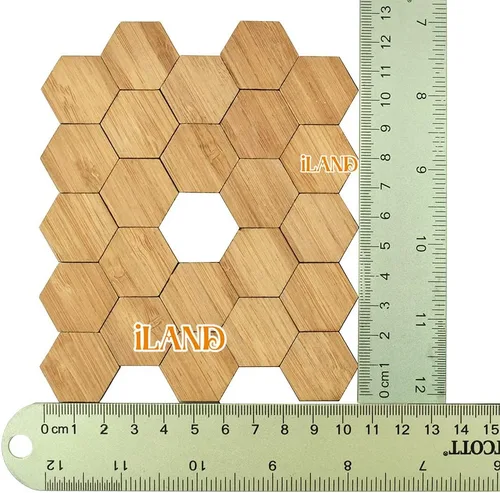 Vista 7 de iLAND Pisos barnizados para casas de muñecas a escala 1:12, tablas de piso de bambú para casas de muñecas (96 piezas hexagonales)