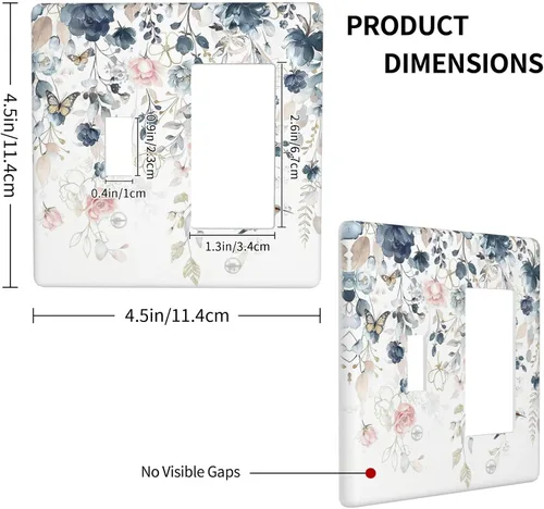 Vista 79 de Decorative Outlet Covers Blue Background White Cat Daisy Floral 2-Gang 1-Gang Wall Plate Single Toggle/Rocker Farmhouse Style Light Switch Covers