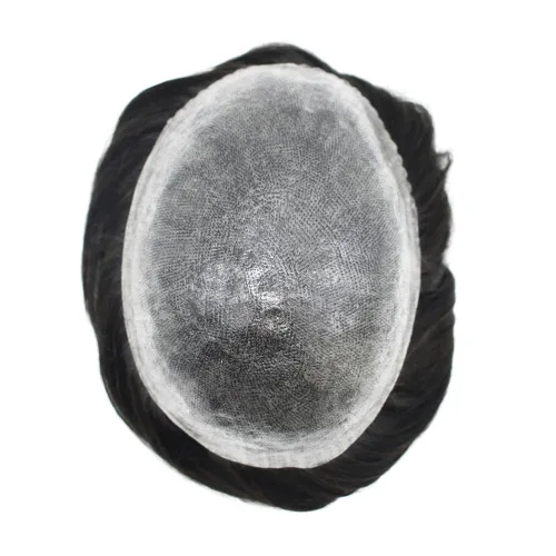 Vista 7 de Toupee para hombres Cabello humano Toupee Hombres Hairpiece Poly Thin Skin Mens Hair System Hair Pieces Sistema de reemplazo para hombres Protesis