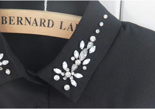 Vista 3 de falso collar desmontable blusa Dickey collar gasa rhinestone media camisa falso collar