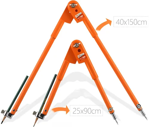 Vista 3 de Compás Profesional de Carpintería Lápiz Marcador Compás Hacedor de Círculos Escriba para Geometría (Mediano)