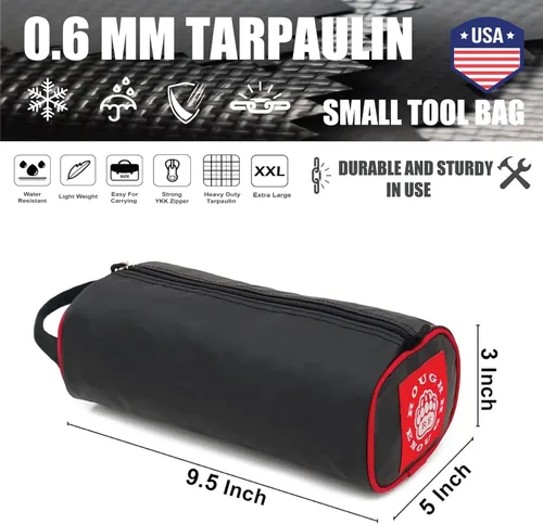Vista 2 de Rough Enough - Bolsa de herramientas pequeña, organizador de piezas pequeñas con cremallera, asa portátil para equipo de motocicleta, electricista