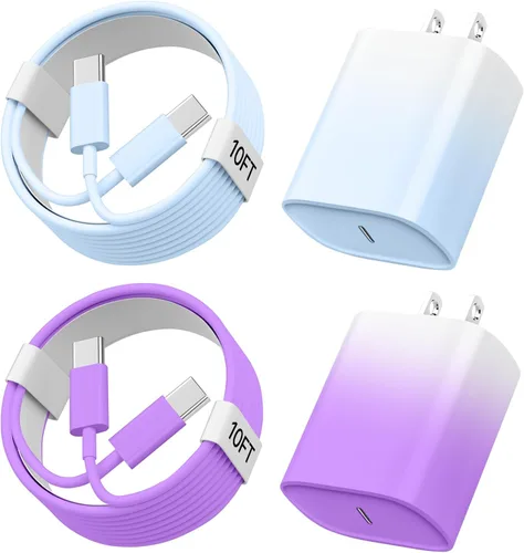 Vista 17 de Cargador de teléfono 17 16 15 de carga rápida, cable de carga USB C de 10 pies de largo con bloque de carga rápida de teléfono tipo C de 20 W