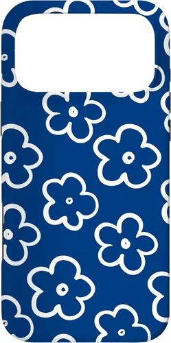 Vista 22 de Lindo patrón de flores silvestres azul marino y blanco floral caso para iPhone 17