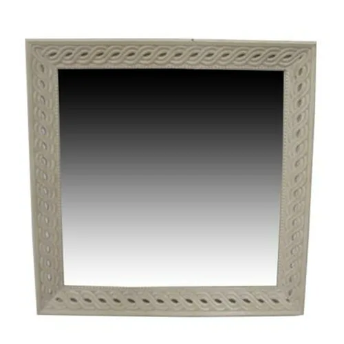 Vista 2 de Espejo de pared Home ESPRIT Blanco Natural Madera de mango Romántico 92 x 6 x 92 cm