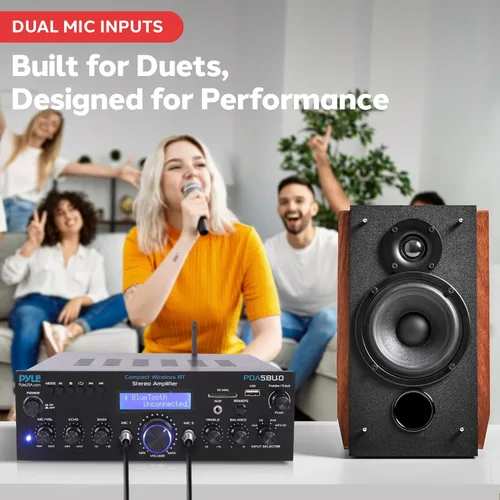 Vista 11 de Amplificador estéreo con Bluetooth de primera calidad, receptor amplificador compacto de 200 W con control remoto, antena FM y puerto USB / AUX