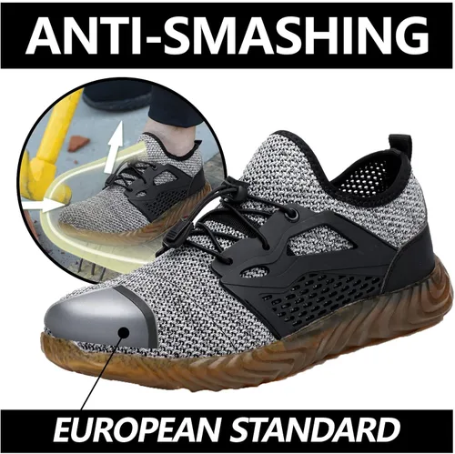 Vista 15 de SUADEX Zapatos deportivos con punta de acero para hombres y mujeres, indestructibles, ligeros, cómodos, antideslizantes, puntera compuesta