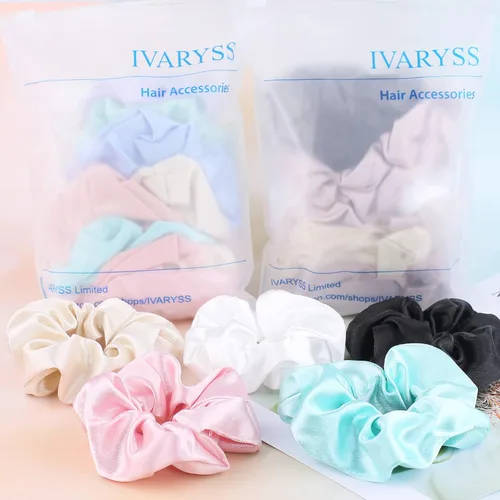 Vista 7 de IVARYSS Coleteros para el Cabello para Dormir, Satén Premium Más Suave que la Seda para Mujeres con Cabello Rizado, Lindas Bandas Elásticas