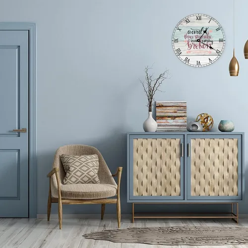 Vista 3 de Un cordón de 3 hebras no se rompe fácilmente, reloj de pared con versículo bíblico, flecha decorativa de madera, de 12 pulgadas, redondo