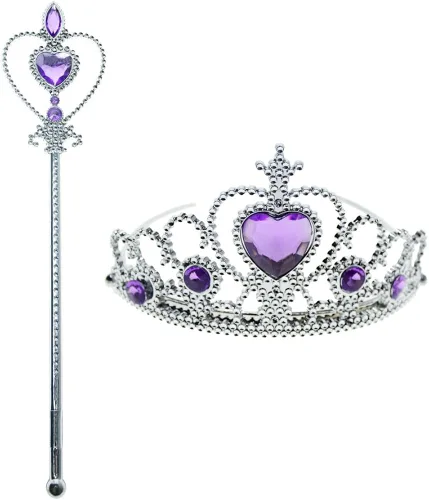 Vista 2 de Little Girls Mermaid Princess Costume Dress for Girls Dress Up Party with Crown Mace